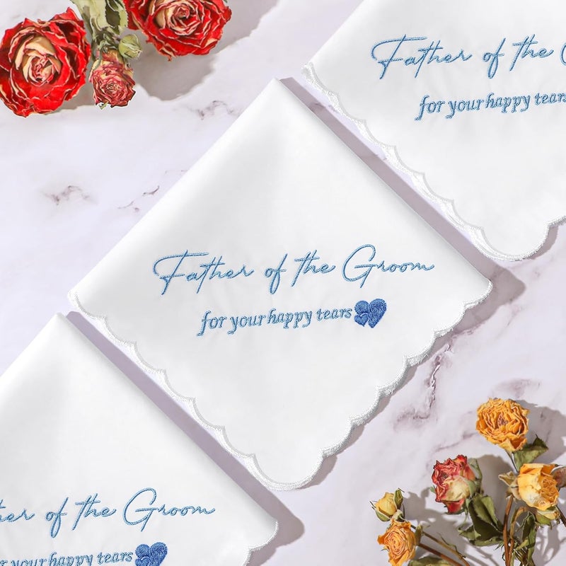 PACGOTH Store Mother of the Bride Handkerchiefs Happy Tear Wedding Handkerchiefs Something Blue Gifts On Wedding Day Keepsake Hankies - Image 4